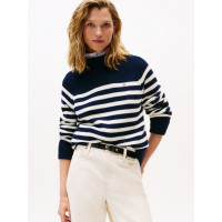 Tommy Hilfiger dámsky pulóver s prúžkami modrý