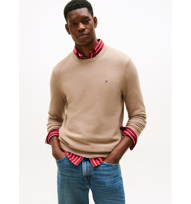 Tommy Hilfiger pánsky sveter štrukturovaný béžový Tommy Hilfiger pánsky sveter štrukturovaný béžový