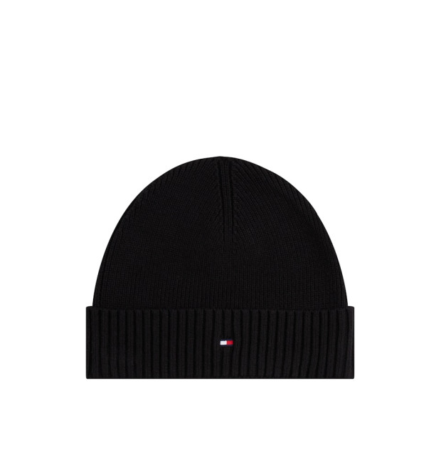 Tommy Hilfiger zimná čiapka s logom Beanie čierna Tommy Hilfiger zimná čiapka s logom Beanie čierna