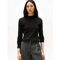 Tommy Hilfiger dámske tričko s dlhým rukávom Mock Neck čierne