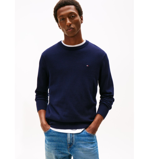 Tommy Hilfiger pánsky sveter s kašmírom modrý Tommy Hilfiger pánsky sveter s kašmírom modrý