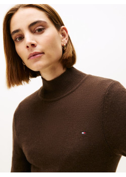 Tommy Hilfiger dámske midi šaty vlnené hnedé