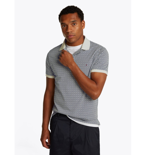 Tommy Hilfiger tričko Interlock bielomodré Tommy Hilfiger tričko Interlock bielomodré