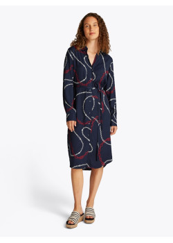 Tommy Hilfiger košeľové šaty s opaskom modré