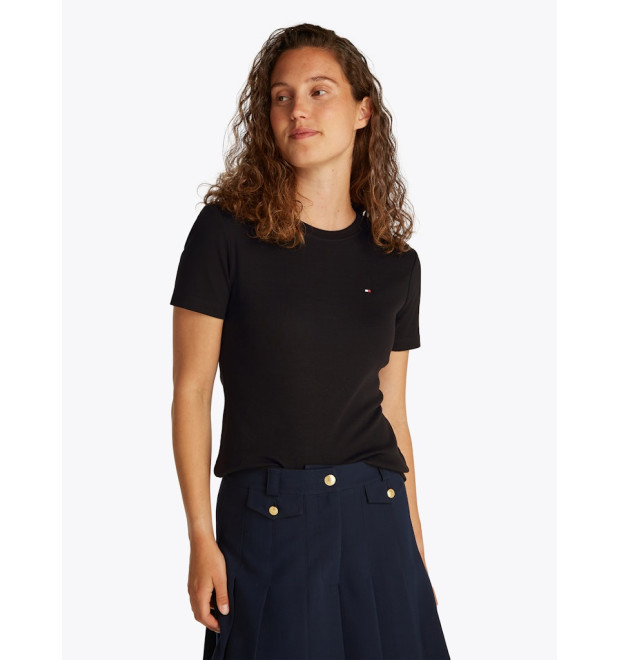 Tommy Hilfiger dámske Slim bavlnené tričko čierne Tommy Hilfiger dámske Slim bavlnené tričko čierne