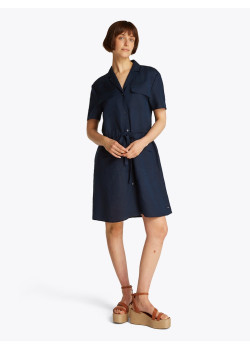 Tommy Hilfiger košeľové šaty s vreckami modré