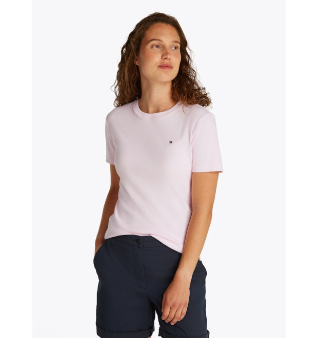 Tommy Hilfiger dámske Slim bavlnené tričko ružové Tommy Hilfiger dámske Slim bavlnené tričko ružové