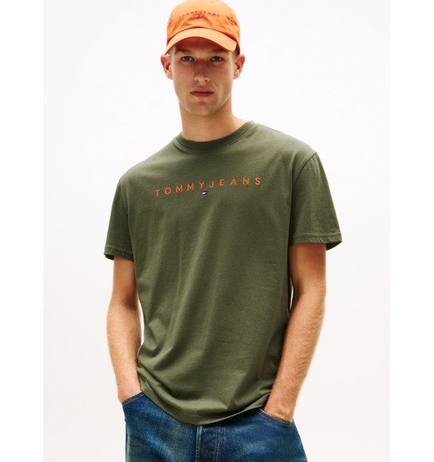 Tommy Jeans pánske tričko s vyšívaným logom zelené Tommy Jeans pánske tričko s vyšívaným logom zelené