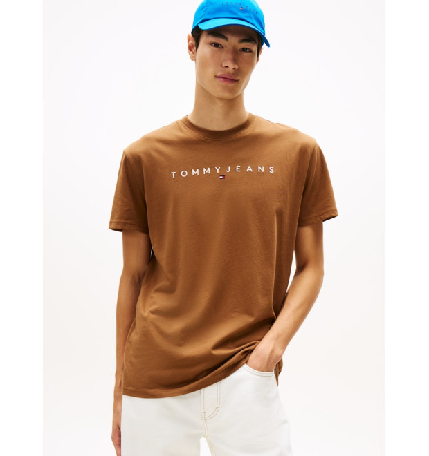 Tommy Jeans pánske tričko s vyšívaným logom hnedé
