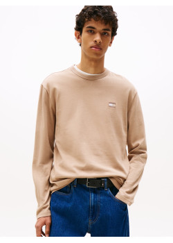Tommy Jeans pánske tričko s dlhým rukávom hnedé