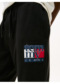 Tommy Jeans pánske bavlnené tepláky čierne