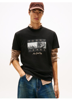 Tommy Jeans pánske tričko NY print čierna