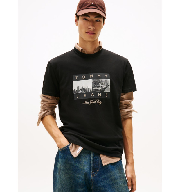 Tommy Jeans pánske tričko NY print čierna Tommy Jeans pánske tričko NY print čierna