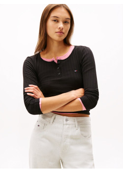 Tommy Jeans dámske tričko s dlhým rukávom čierne