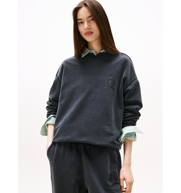 Tommy Jeans dámska mikina Relaxed Crest Crew čierna Tommy Jeans dámska mikina Relaxed Crest Crew čierna