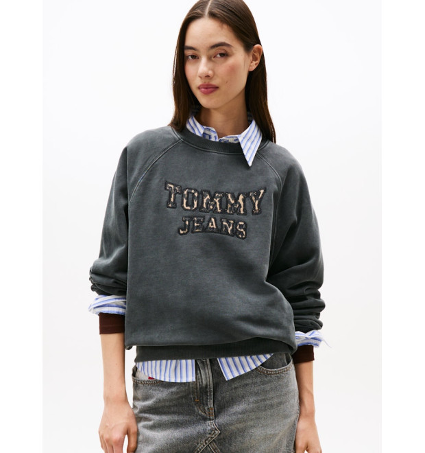 Tommy Jeans dámska mikina s leopardím logom čierna Tommy Jeans dámska mikina s leopardím logom čierna