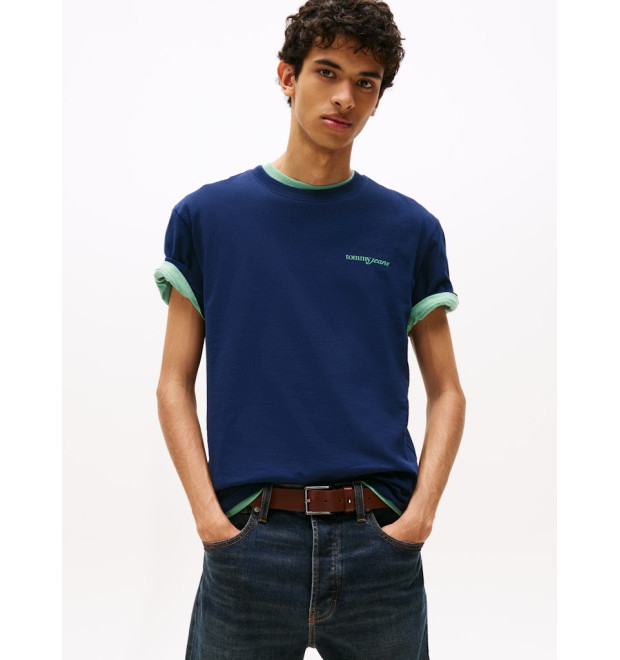 Tommy Jeans pánske tričko logo s rozmazaným efektom modré Tommy Jeans pánske tričko logo s rozmazaným efektom modré