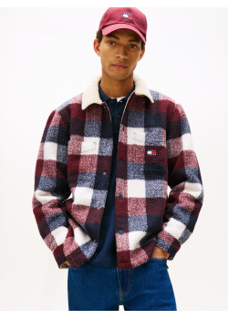 Tommy Jeans pánska flanelová oversized košeľa modrá