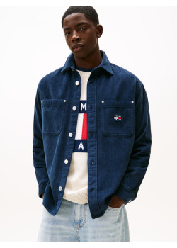 Tommy Jeans pánska kordová košeľa modrá