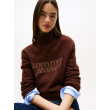 Tommy Jeans dámsky sveter s logom hnedý Tommy Jeans dámsky sveter s logom hnedý