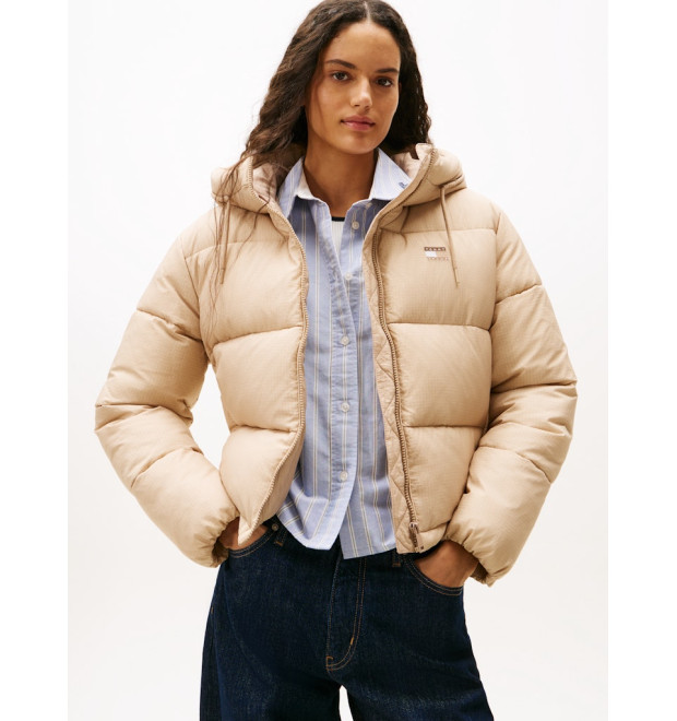 Tommy Jeans dámska zimná krátka bunda hnedá