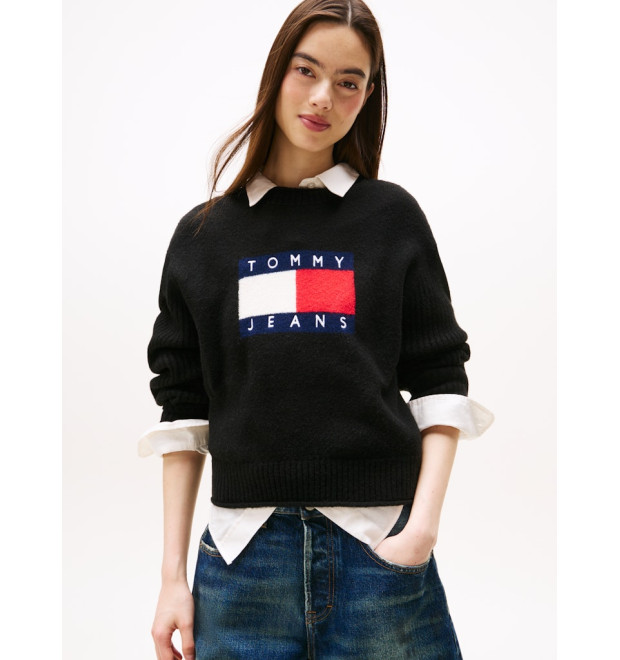 Tommy Jeans dámsky Relaxed pulover čierny Tommy Jeans dámsky Relaxed pulover čierny