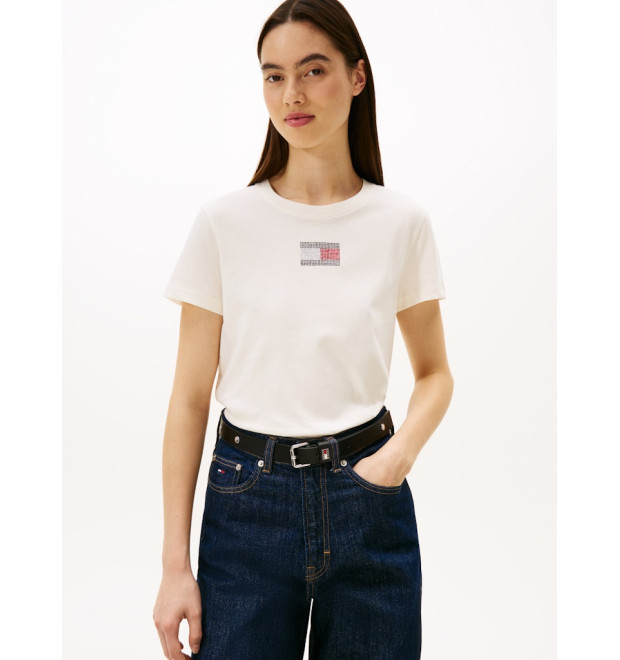 Tommy Jeans dámske tričko Party Flag biele Tommy Jeans dámske tričko Party Flag biele