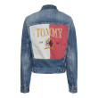 Tommy Jeans dámska rifľová bunda s výšivkou na chrbte modrá
