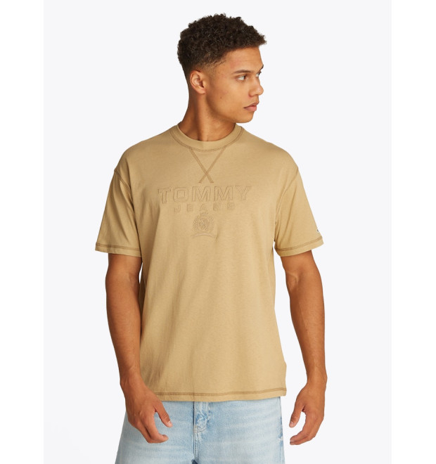 Tommy Jeans pánske tričko Polera Tonal Crest Logo béžové Tommy Jeans pánske tričko Polera Tonal Crest Logo béžové