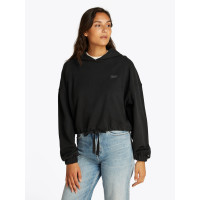 Mikina Tommy Jeans dámska mikina na stiahnutie čierna Mikina Tommy Jeans dámska mikina na stiahnutie čierna