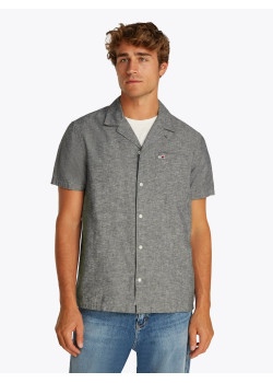 Tommy Jeans pánska košeľa s krátkym rukávom sivá