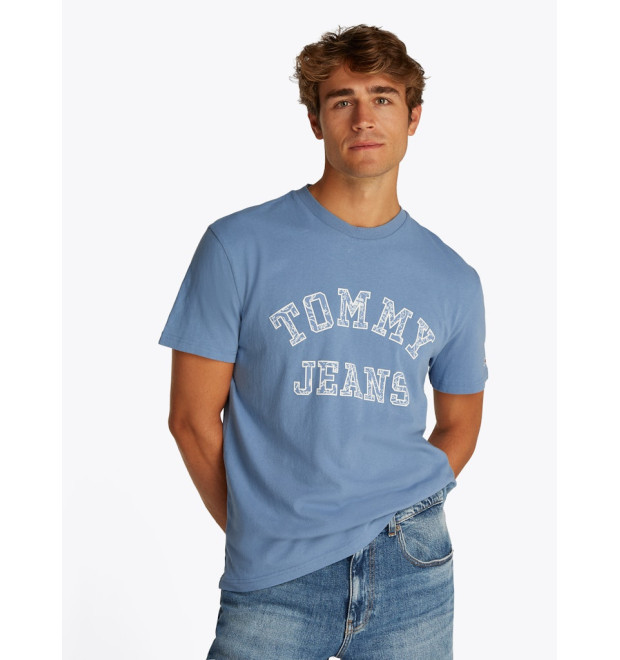 Tommy Jeans Paisley College pánske tričko modré Tommy Jeans Paisley College pánske tričko modré
