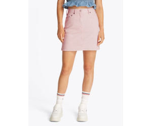 Tommy Jeans rifľová sukňa ružová