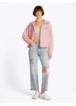 Tommy Jeans tenká vetrovka ružová