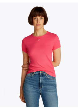 Tommy Jeans dámske rebrované tričko červené