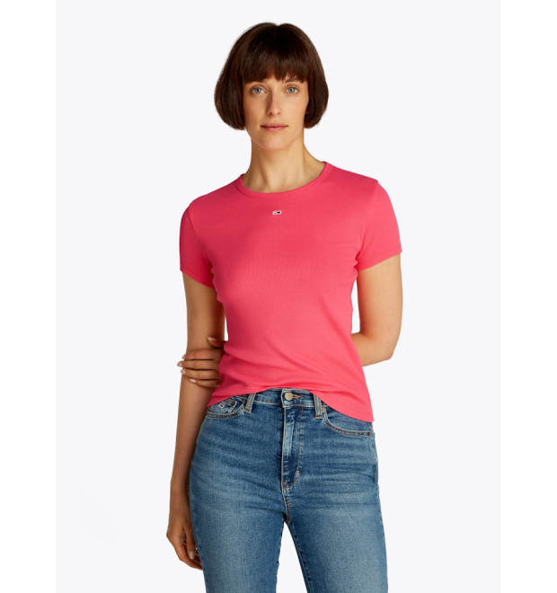 Tommy Jeans dámske rebrované tričko červené Tommy Jeans dámske rebrované tričko červené