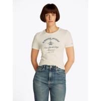 Tommy Jeans dámske bavlnené tričko s potlačou krémové Tommy Jeans dámske bavlnené tričko s potlačou krémové