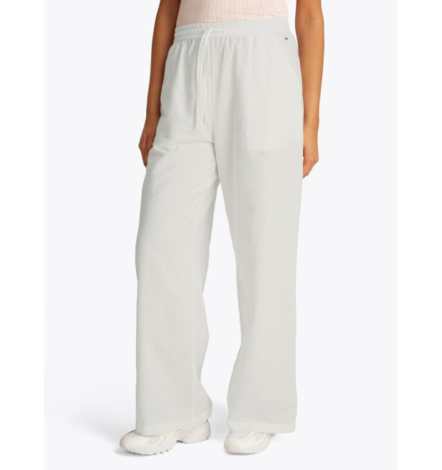 Tommy Jeans dámske nohavice Wide Leg ľanové béžové Tommy Jeans dámske nohavice Wide Leg ľanové béžové