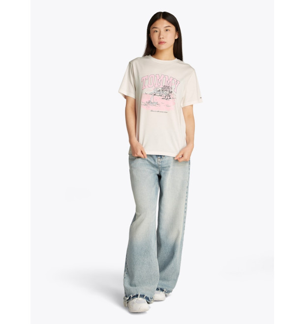 Tommy Jeans dámske tropics tričko s potlačou ecru Tommy Jeans dámske tropics tričko s potlačou ecru