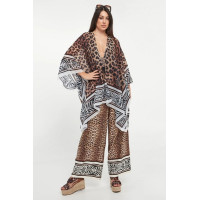 Liu Jo kaftan so zvieracím vzorom hnedý