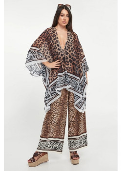 Liu Jo kaftan so zvieracím vzorom hnedý