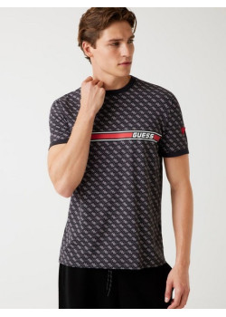 Guess tričko s celoplošným logom čierne