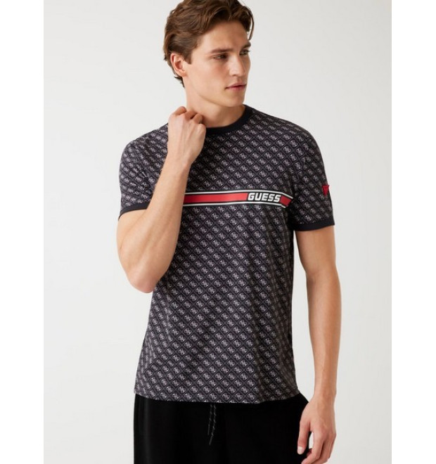Guess tričko s celoplošným logom čierne Guess tričko s celoplošným logom čierne