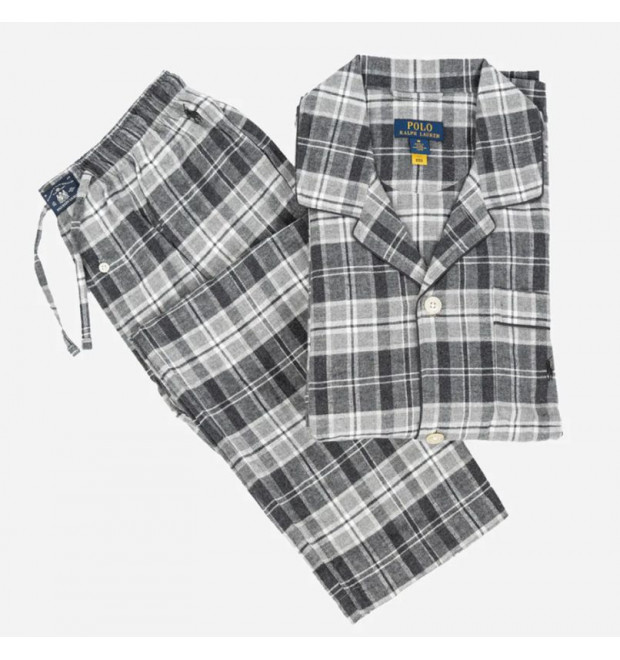 Ralph Lauren pánske klasické pyžamo kárované sivé