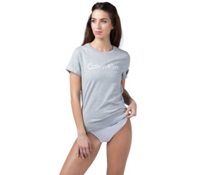 Voľnejšie dámske tričko s krátkym rukávom Calvin Klein sivé