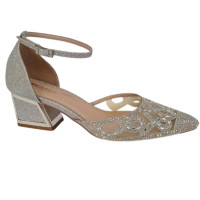 Elegantné strieborne sandále Menbur na hrubom podpätku Elegantné strieborne sandále Menbur na hrubom podpätku