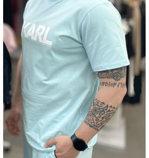 Pánske tričko Karl Lagerfeld v svetlomodrej farbe Pánske tričko Karl Lagerfeld v svetlomodrej farbe