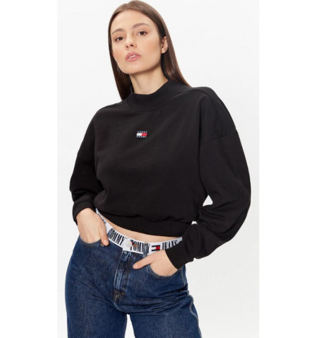 Dámska krátka mikina Tommy Jeans čierna Dámska krátka mikina Tommy Jeans čierna