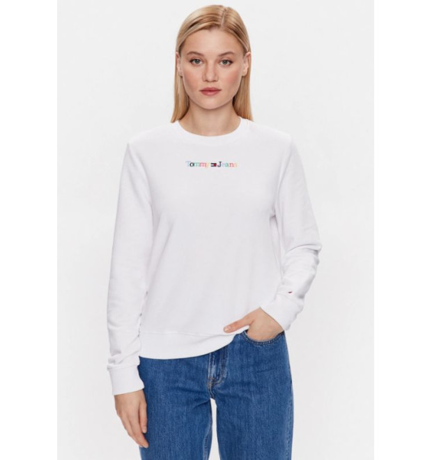 Biela mikina bez kapucne Tommy Jeans Biela mikina bez kapucne Tommy Jeans