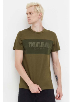 Pánske olivovo zelené tričko Tommy Jeans 